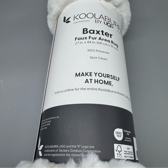 NEW KOOLABURRA by UGG Faux Fur KB WHITE Baxter Area Rug 27”x44” Fluffy Soft - Picture 4 of 5